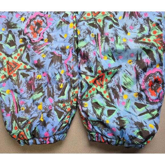 Vtg 80s 90s Insulated Snow Pants Large (24x26) Colorful Abstract Elastic Waist - Picture 4 of 9